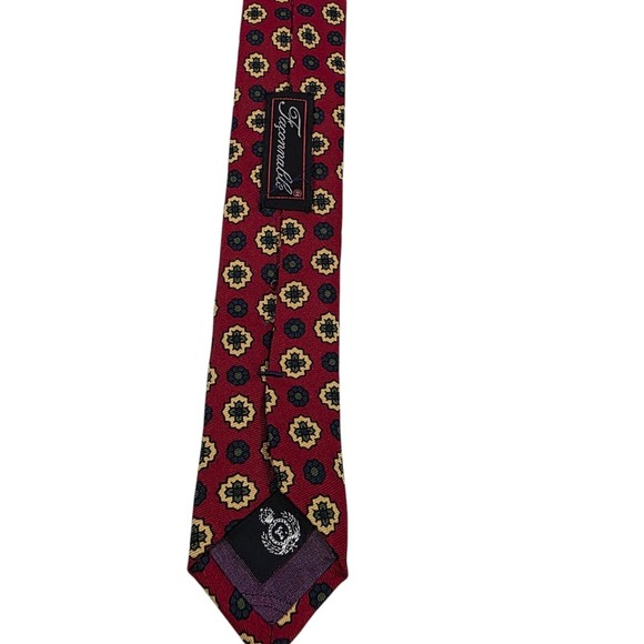 Faconnable Men Tie Necktie Designer Luxury Red Yellow Geometric Corporate Casual - Picture 7 of 13